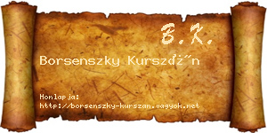 Borsenszky Kurszán névjegykártya